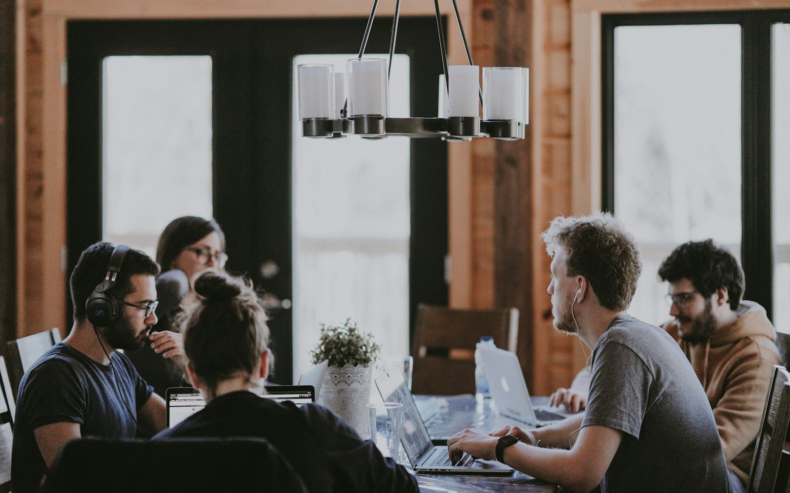 Professional team reviewing accounts